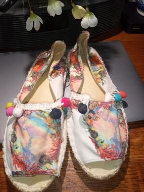 Antica Santoria Multicolor Pom-Pom Canvas Espadrille Flats - Women